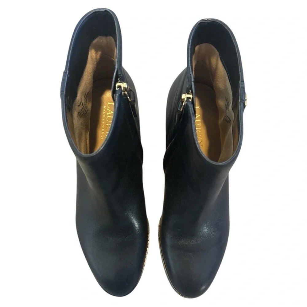 Lauren Ralph Lauren Shaley Calfskin Wedge Bootie in Black Size 8